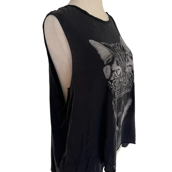 All Saints Nine Lives Black Cat Bandana Tank Top US 2 - Picture 4 of 5